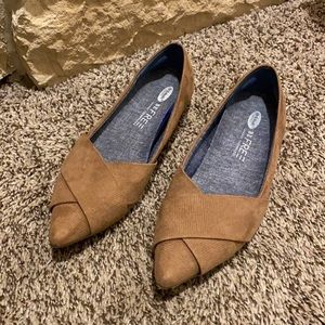 Dr. Scholl’s tan suede pointed toe wrap fabric comfy Everyday flats fits 6.5